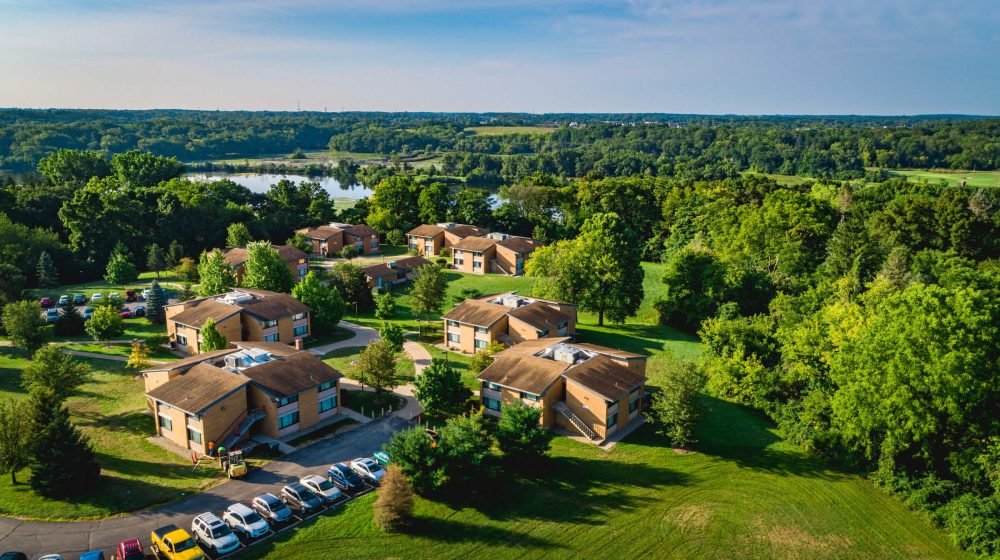 An aerial picture of CUAA's campus