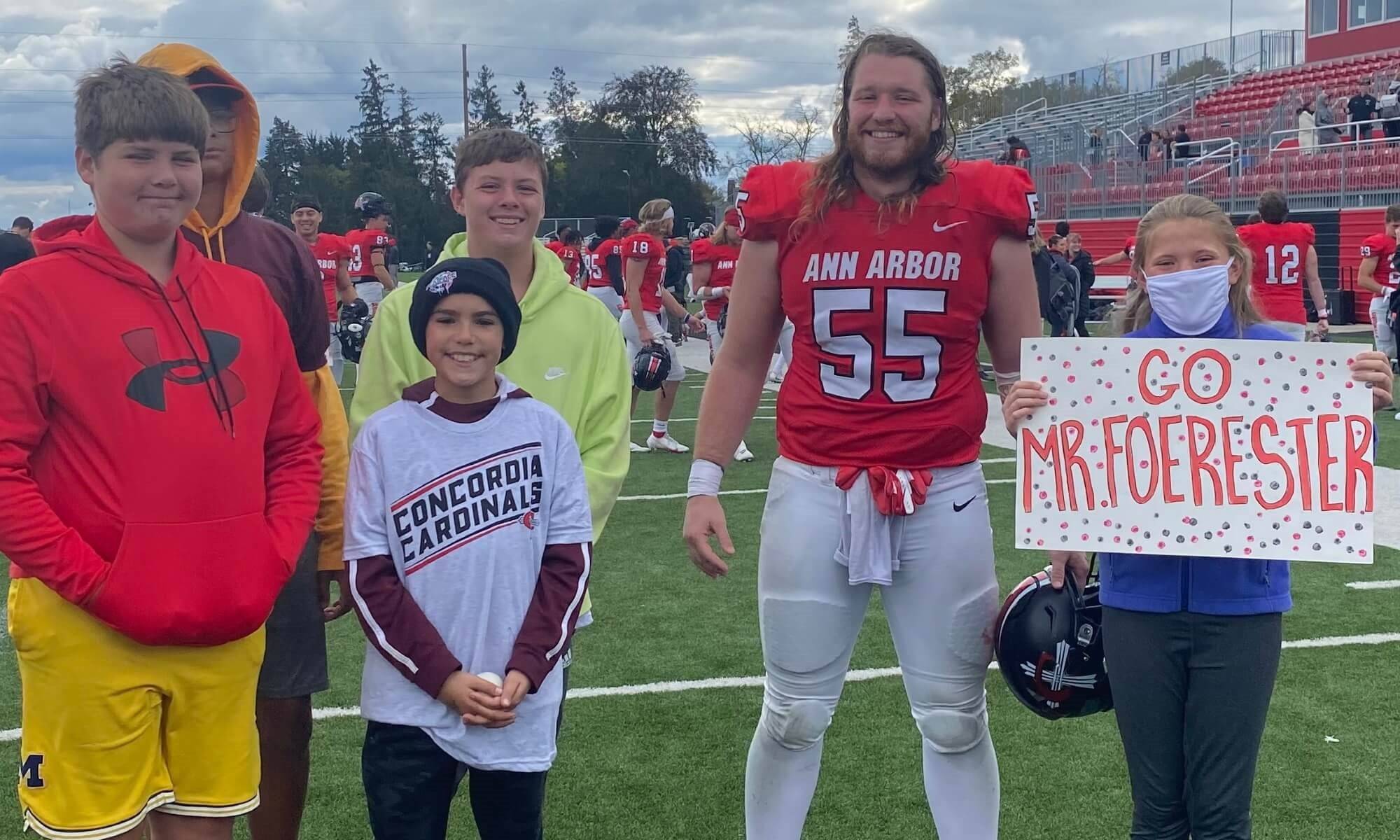 Andrew Foerster and his sixth grade students.