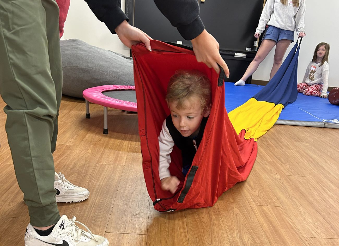 boy in red tube