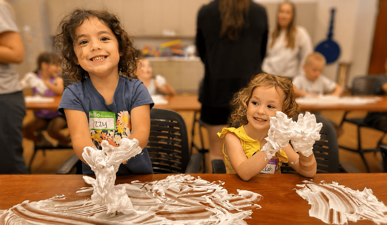 kids playing with shaving cream